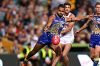 PERTH, AUSTRALIA - MAY 28: Lewis Jetta of the Eagles clears the ball during the round 10 AFL match between the West ...