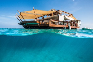 Cloud 9: Kick back on a floating pavilion in the middle of Ro Ro Reef in the Mamanuca Islands.