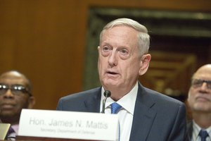 Defense Secretary James N. Mattis and Marine Corps Gen. Joseph F. Dunford Jr., chairman of the Joint Chiefs of Staff, speaks before the U.S. Senate Committee on Appropriations Department of Defense fiscal year 2017 budget hearing, on Capitol Hill, March 22, 2017.