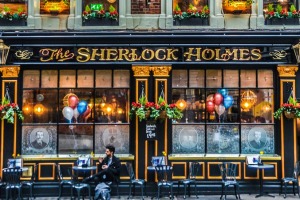 The Sherlock Holmes Pub in London, was so named in 1957 when it became home to Sherlock Holmes exhibits from the ...