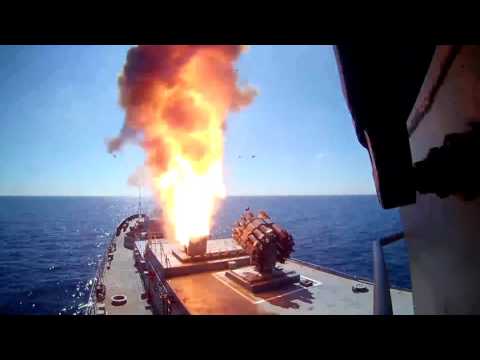 Russian Navy firing cruise missiles on ISIS positions near Palmyra