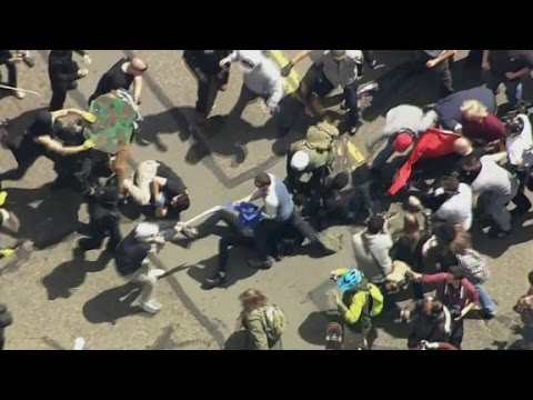 Fight erupts at CA protest, 12 arrests made