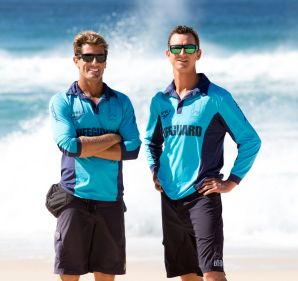 Bondi Rescue lifeguards, Dean Gladstone and Anthony 'Harrys' Carroll, at Bronte Beach.