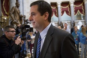 House Intelligence Committee Chairman Rep. Devin Nunes, R-Calif. walks through Statuary Hall on Capitol Hill in Washington, Friday, March 24, 2017.