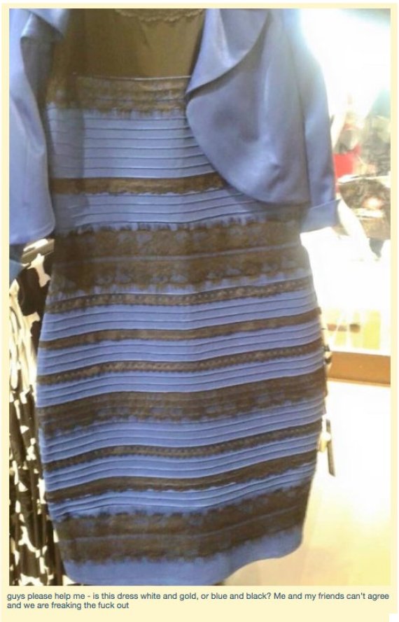 black and blue gold and white dress