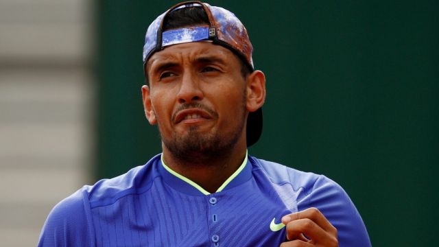 Nick Kyrgios played a strong first set but then unraveled.