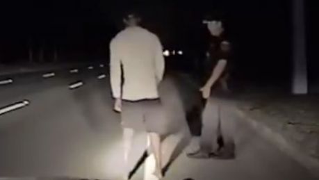 Tiger Woods carrying out a sobriety test with Florida police. 