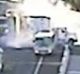 Traffic cameras captured the moment a truck braked heavily to avoid hitting a school bus.