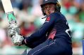 Wonky one: Jason Roy of England plays the shot that sees him dismissed.