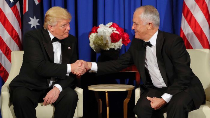 Mr Trump says negative phone call with Mr Turnbull 'fake news' in New York meeting