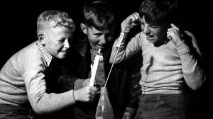 Fireworks and bonfire for Empire Night in Sydney on 25 May 1957. SMH NEWS Picture by BERT POWER Queens Birthday cracker ...