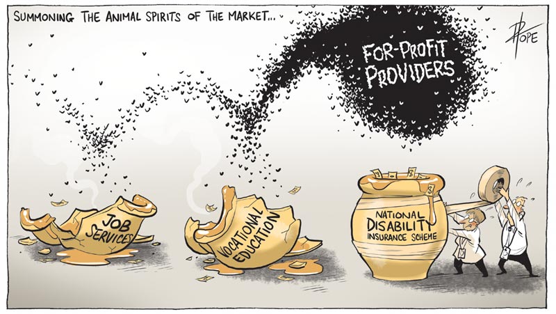 Cartoon: public services and for-profit providers