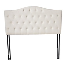 Divano Roma Furniture - Classic Deluxe Ivory Tufted Fabric Headboard, Queen - Headboards