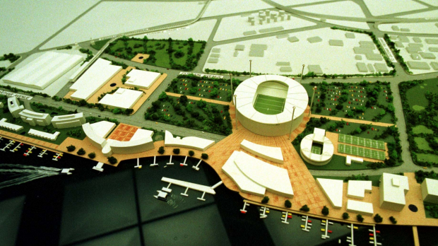 A model of the proposed Rivercity Stadium complex at Hamilton.