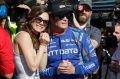 Scott Dixon, of New Zealand, with his wife, Emma, at the Indianapolis Motor Speedway.