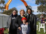 Cathie Farley, Judi Taylor, Miles Hedger and Polly Mailau rugged up for the cool weather.