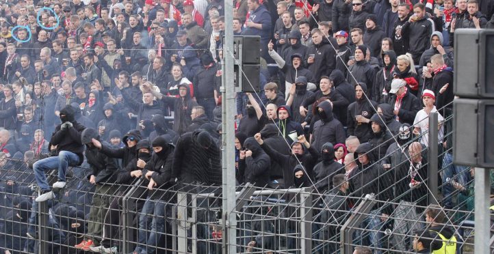 Cottbusser Neonazihools bei Spiel in Babelsberg am 28. April 2017. Eingekreist: Jean-Pascal Hohm und Robert Timm