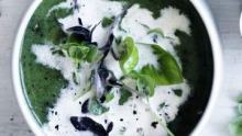 Germany's green soup made from stock, cream, green vegies and herbs.