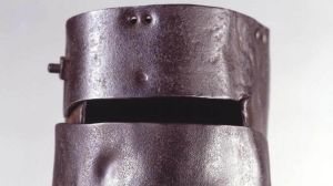 Melbourne, May 18, 2001. The armour, including helmet and breastplate, of legendary bushranger Ned Kelly in its current ...