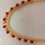 Gold Plated ruby and pearl strand necklace for women