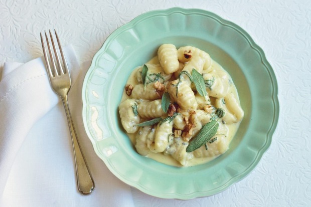 Gnocchi with blue cheese, sage and walnut sauce. <a ...