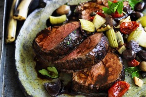 Fruity: Beef with fennel caponata.