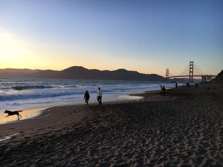 Sunset at Baker Beach in San Francisco is the setting several times a week for �Sunset Silent Disco Yoga,� an experience led by Outdoor Yoga SF that is now being offered through Airbnb's new Trips platform. The idea, organizers say, is to allow travelers to connect with locals and other travelers, preferably in a great spot.