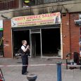 These were the sad scenes in Brixton this evening after fire had destroyed the Unity Unisex Salon at 27 Brixton Station Road.