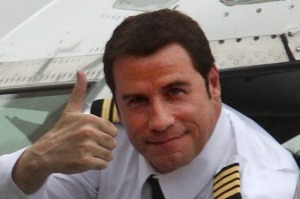 John Travolta in the cockpit of his Boeing 707 in 2002.