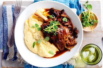 Slow cooker lamb shanks with polenta