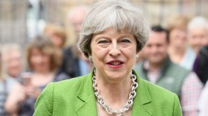 Bold necklaces are a common feature of Theresa May's attire.