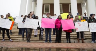 Protesters gather in front of the Rotunda on Inauguration Day.
Photo Ryan Jones