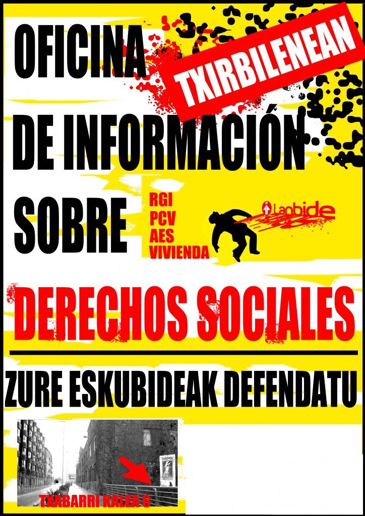 Oficina de Información sobre Derechos Sociales (RGI, PCV, AES, Vivienda). Zure eskubideak defendatu! @ Txirbilenea Kultur Gunea. Sestao