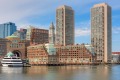 The waterfront skyline including the Boston Harbor Hotel at Rowes Wharf.