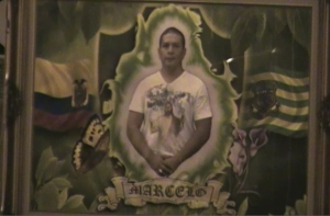 A framed image of Marcelo Lucero at a 2009 vigil in Patchogue a year after his murder.