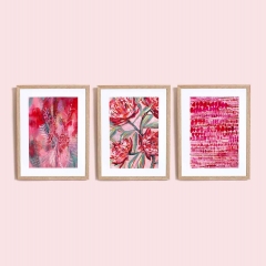 Set of 3 Pink and Red Art Prints