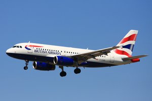 Airbus A319 lands at London Heathrow Airport