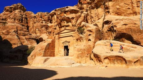 Hikers at rock-church in Little Petra, Jordan, Middle East, Orient
 - Model Released - 