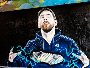 Adidas "partnered" mural in Hosier Lane by street artist Lushsux.