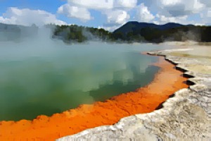 The Champagne Pool, Waiotapu Thermal Wonderland, south of Rotorua.