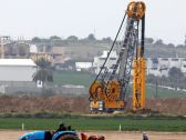 Work on Israel's anti-tunnel barrier on the Gaza border, 2017.