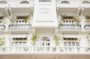 The entrance to the American Trade Hotel.