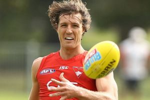 SYDNEY, AUSTRALIA - MARCH 08: Kurt Tippett of the Swans trains during a Sydney Swans AFL training session at Lakeside ...