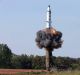 A solid-fuel "Pukguksong-2" missile lifts off during its launch test at an undisclosed location in North Korea in May.