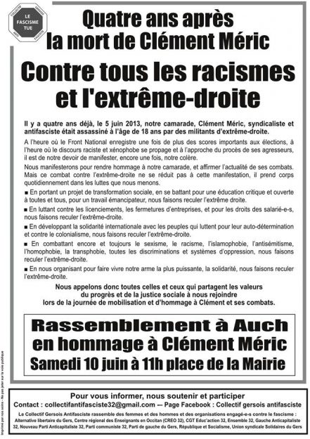 Auch : Contre tous les racismes et l'extrême-droite @ Auch | Occitanie | France