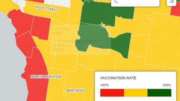 Bayside suburbs have the lowest vaccination rates.