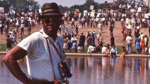 Protesters gather at the Lincoln Memorial to march on Washington.