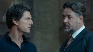 Talky tedium: Tom Cruise (Nick Morton) and Russell Crowe (Dr Henry Jekyll) in The Mummy.