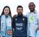 Georgia-Mae Mazzarella (left) and Denis Pauguy (right) meet their hero Argentine superstar Lionel Messi.