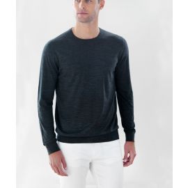 Men’s Round Neck Superfine Merino Sweater - Dark Charcoal